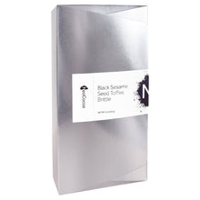Load image into Gallery viewer, 2 dimensional angle of closed 8oz box with title of “Black Sesame Seed Toffee Brittle” and NeoCocoa logo.